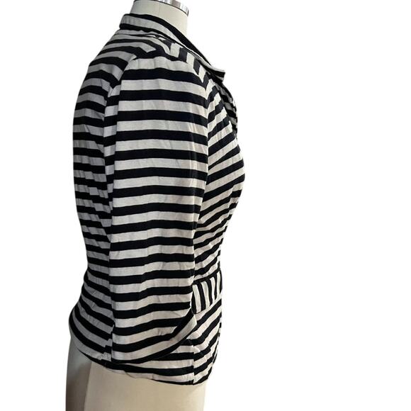 Monteau Black and White Stripe Blazer Womens Medium - Picture 2 of 5